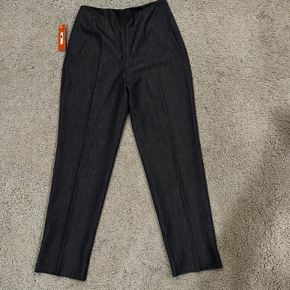 MARGARET M Denim Flat front side zip hem slit trousers slacks pants -NWT -Size 4
